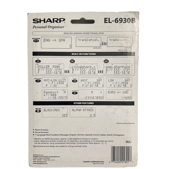 Sharp Personal Organizer EL-6930B - Picture 5 of 8
